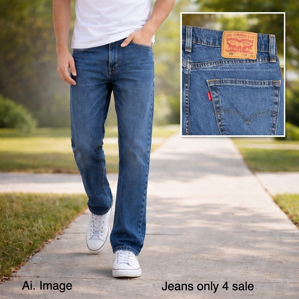 Levis 505 Regular‎ Fit Straight Leg Jeans Mens 30x32 Medium Wash Blue Denim Work